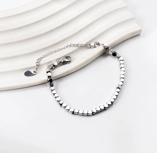 Silvery Square Beaded Bracelet