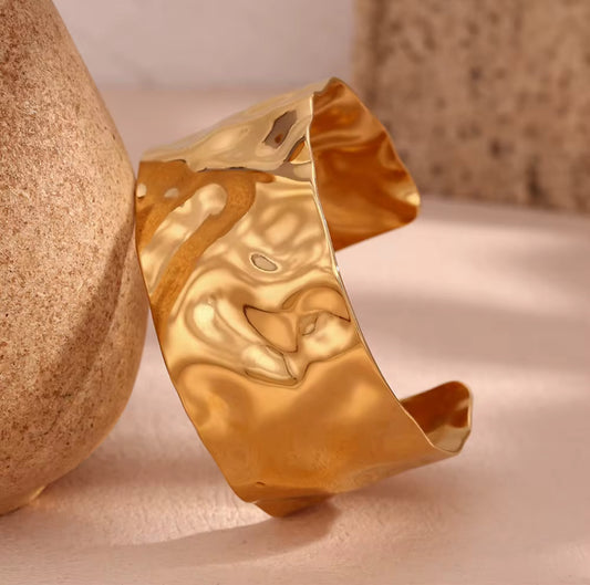 Hammered Chunky Cuff Bracelet