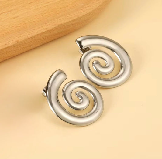 Coil Kiss Silver Earrings