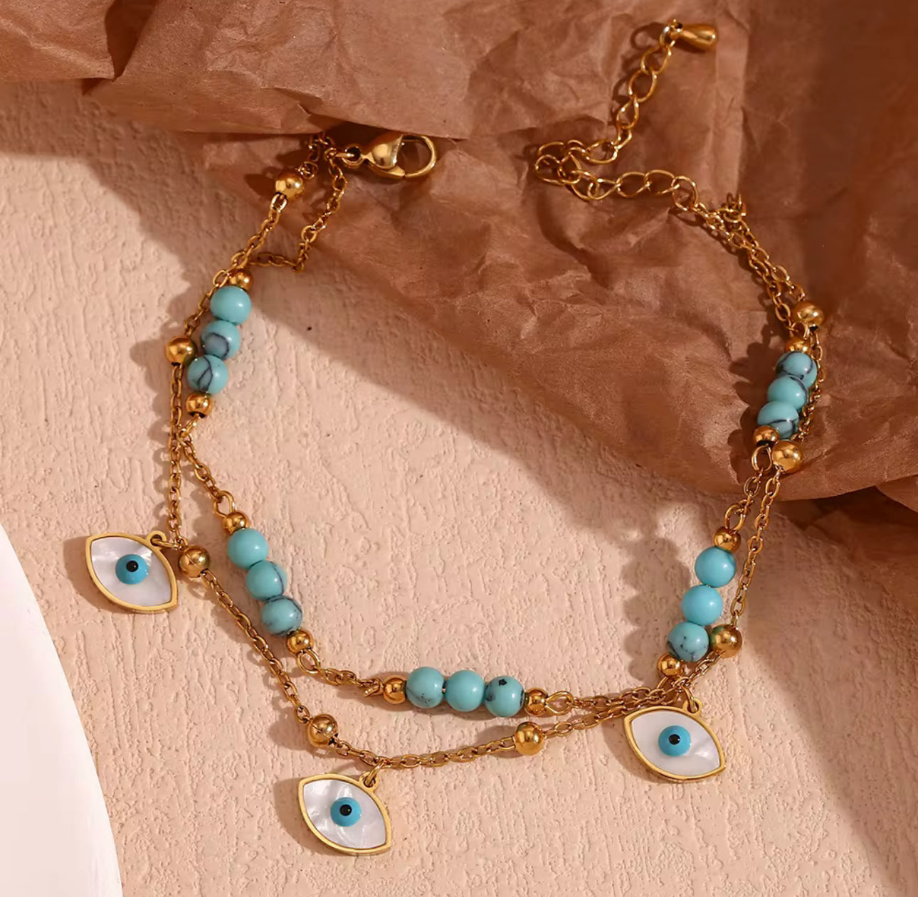 Firozi Evil Eye Anklet