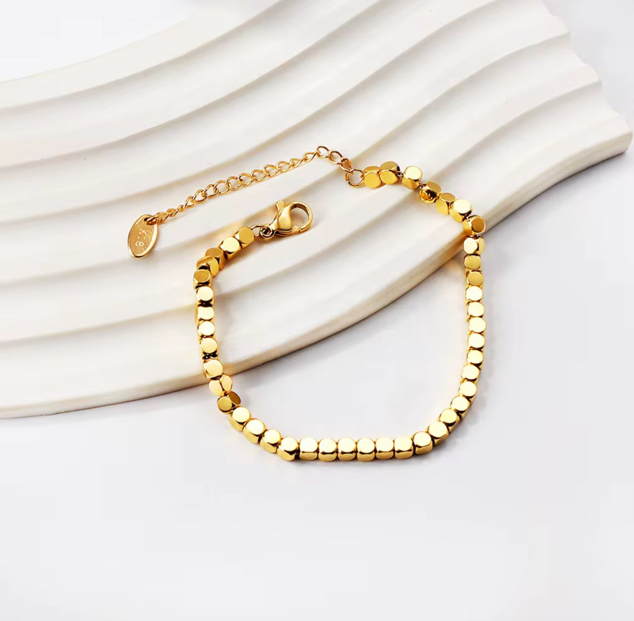 Golden Square Beaded Bracelet