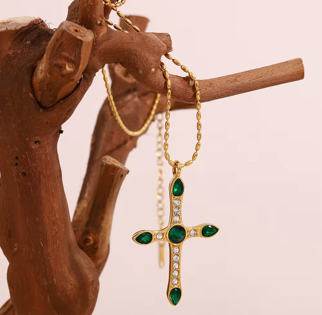 Emerald Cross Necklace