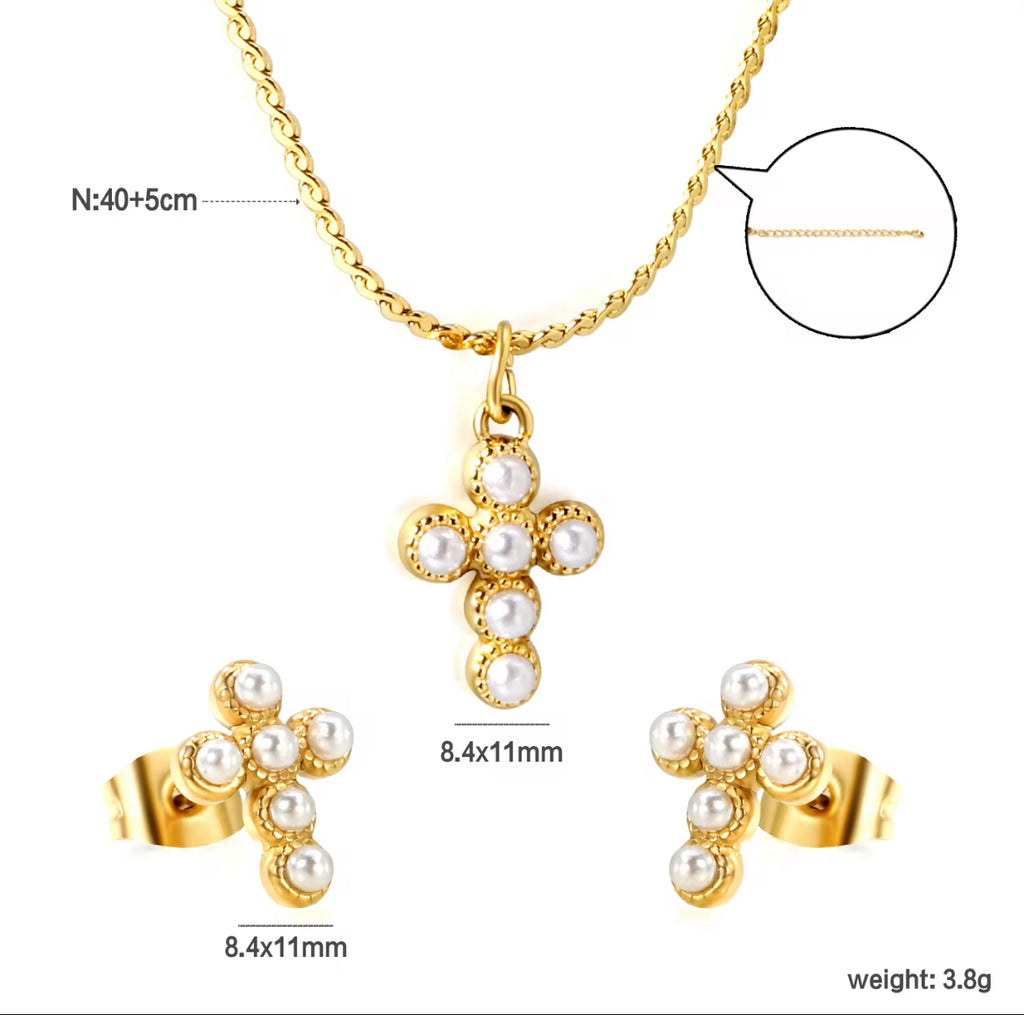 Danity Pearl Cross Set