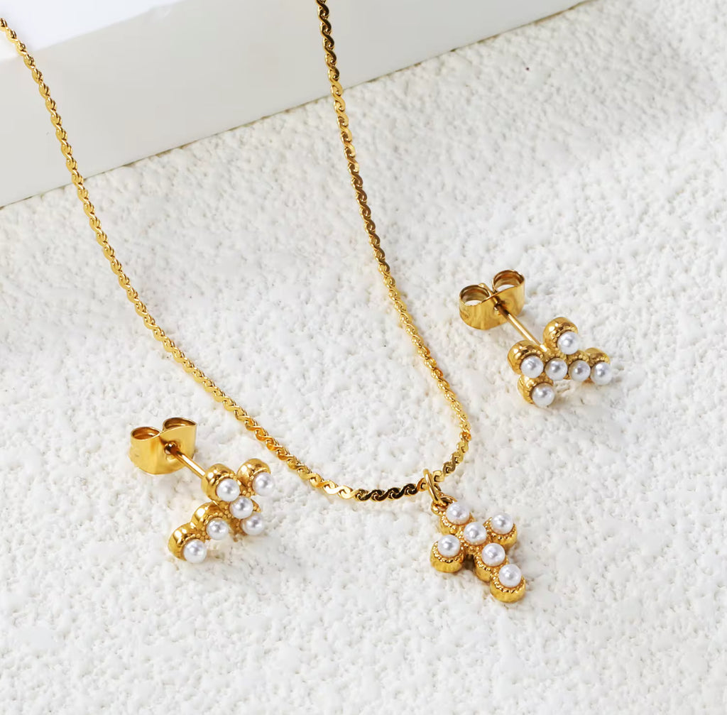 Danity Pearl Cross Set