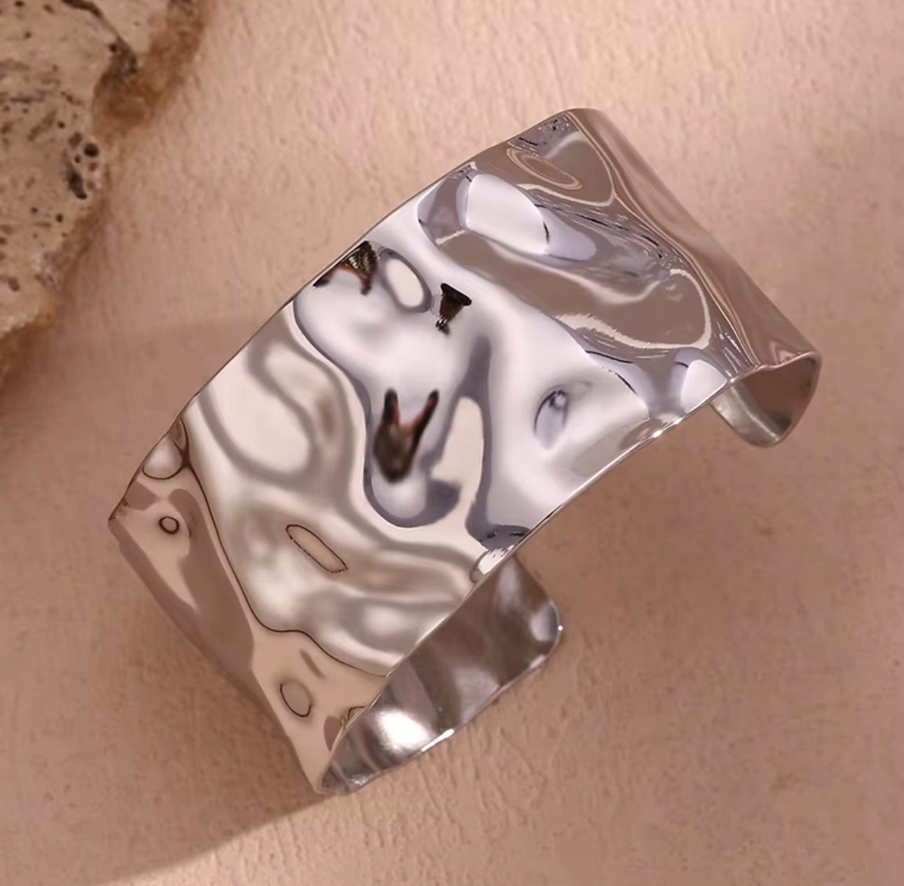 Hammered Chunky Cuff Bracelet