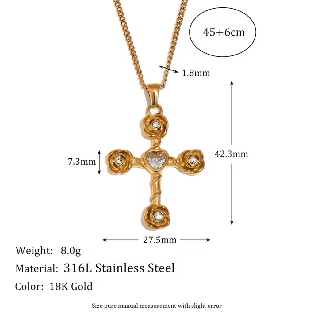 Rosa Cross Necklace