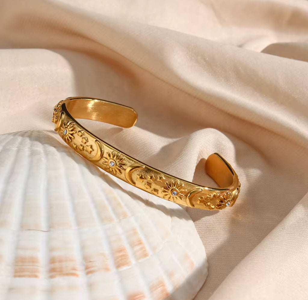 Aurum Moon+Star Cuff Bracelet