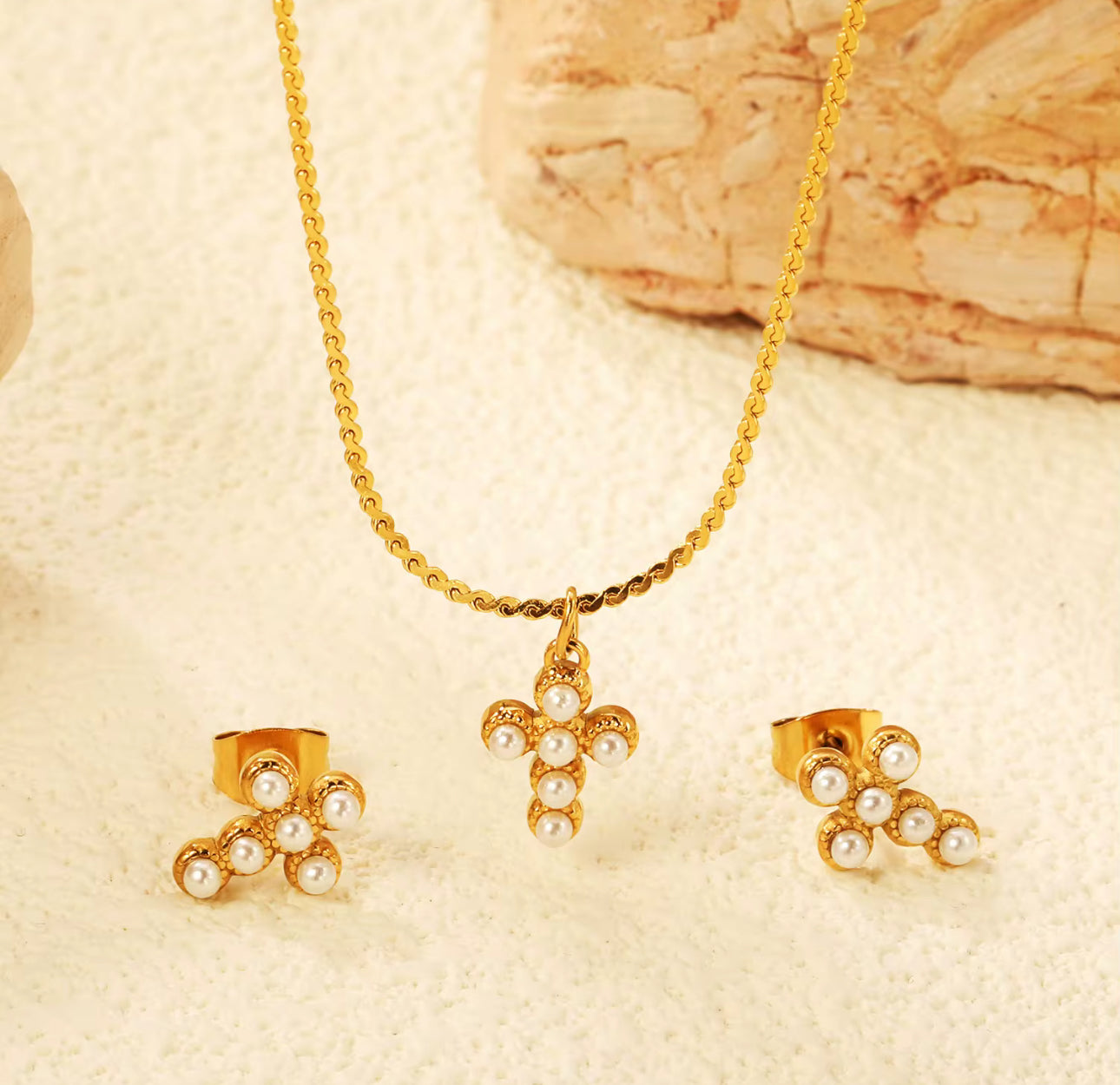 Danity Pearl Cross Set