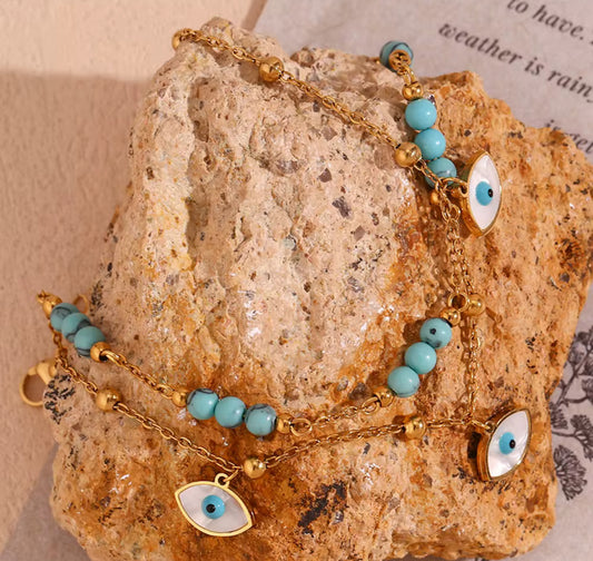 Firozi Evil Eye Anklet