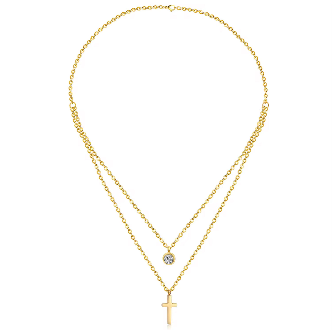 Layered Cross Necklace