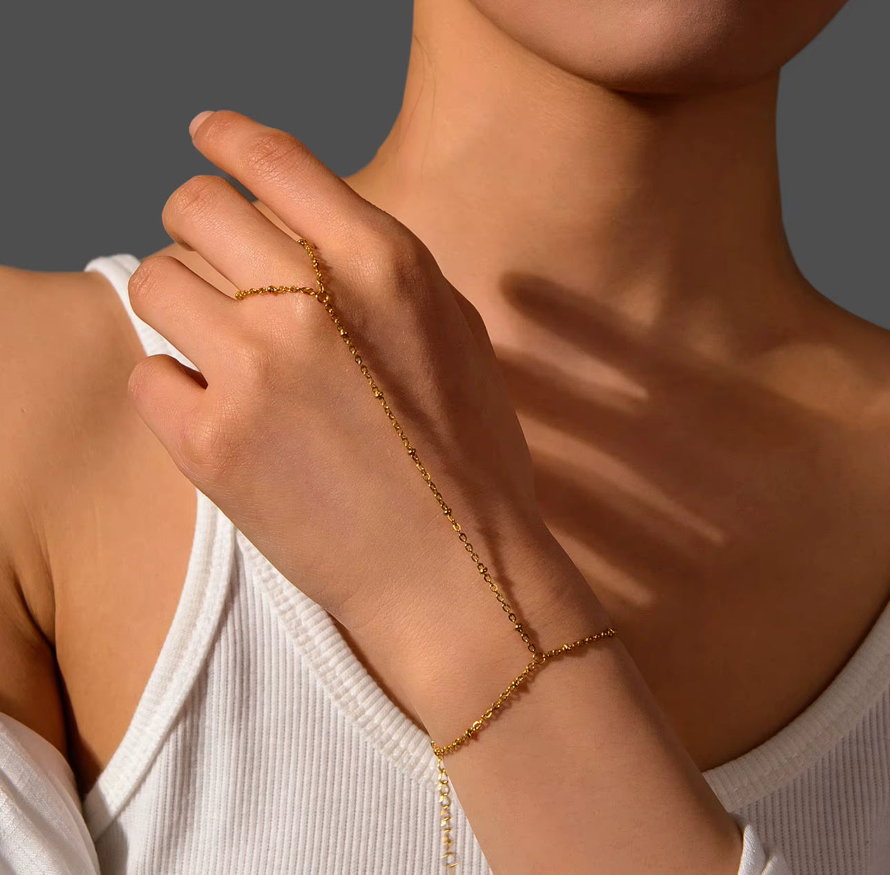 Kay’s Dainty Gold Hand Chain Bracelet