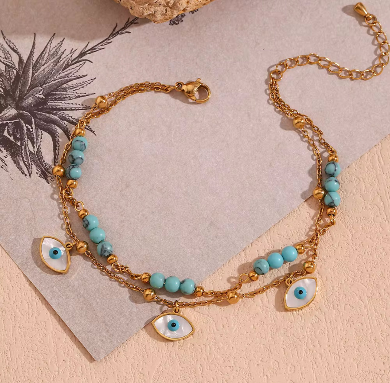 Firozi Evil Eye Anklet
