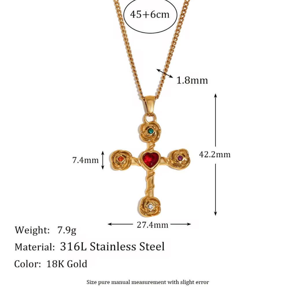 Rubí Rosa Cross Necklace